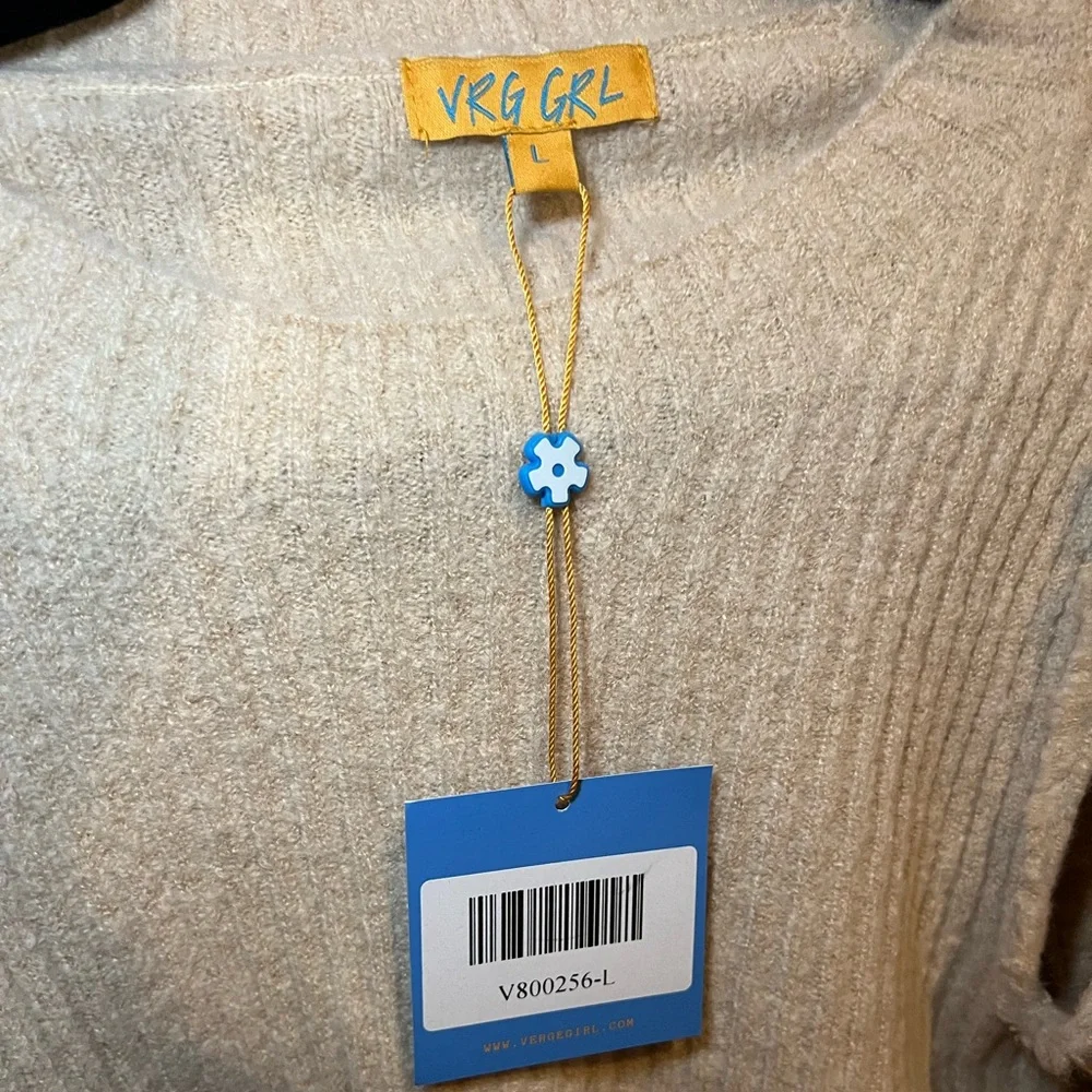 VRG GRL Louvre Knit Top in Natural Size Large NEW WITH TAGS - Picture 7 of 8